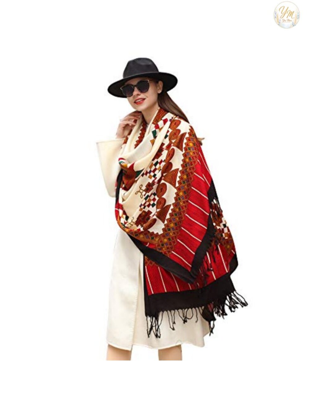 100% Merino Wool Extra Large Pashmina Shawl Wrap Handmade Tassel